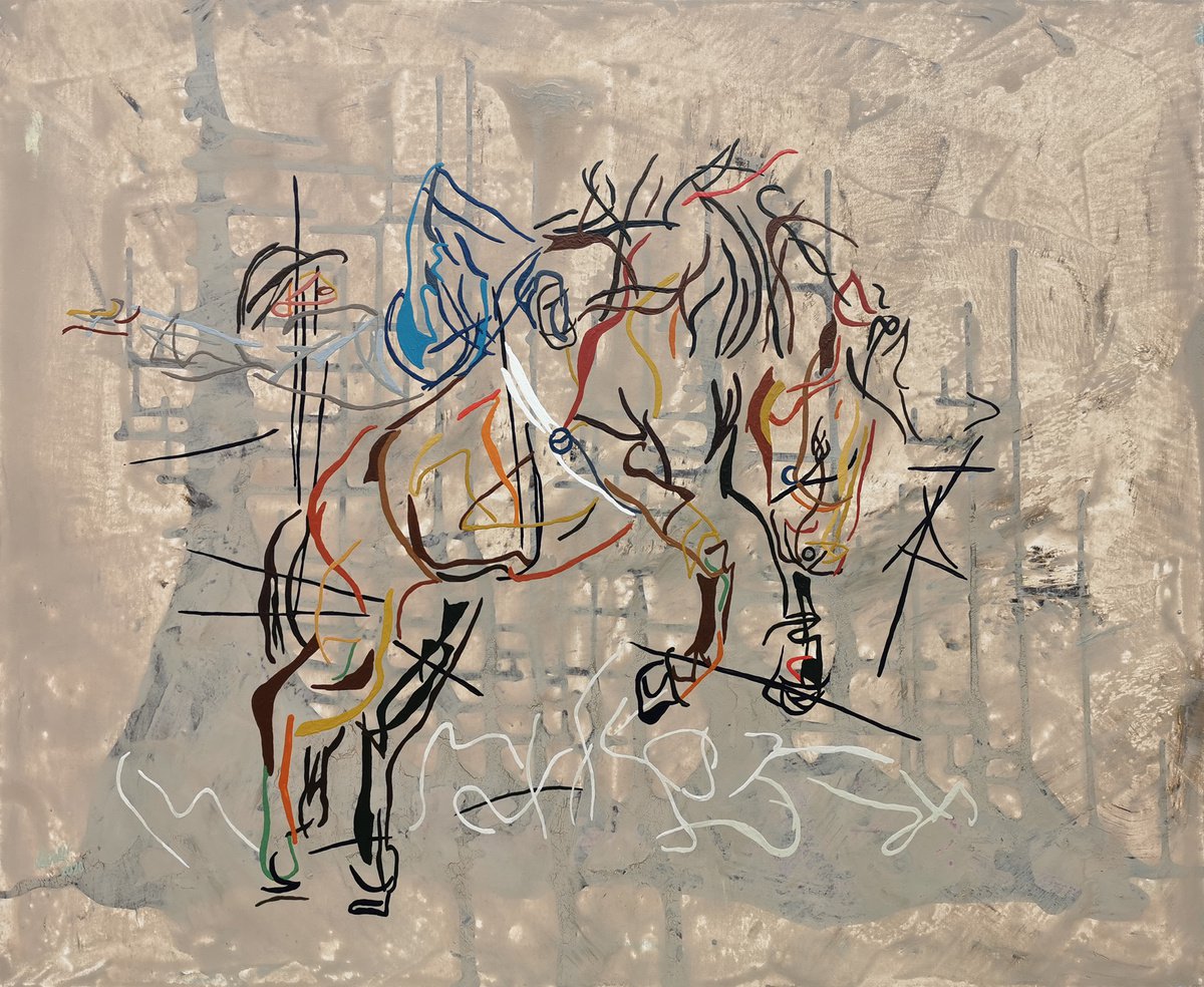 Expressive Animal Acrylic Painting By Uli Lachelt, 53 X 43", I 102 - Five Seconds, Original Artwork