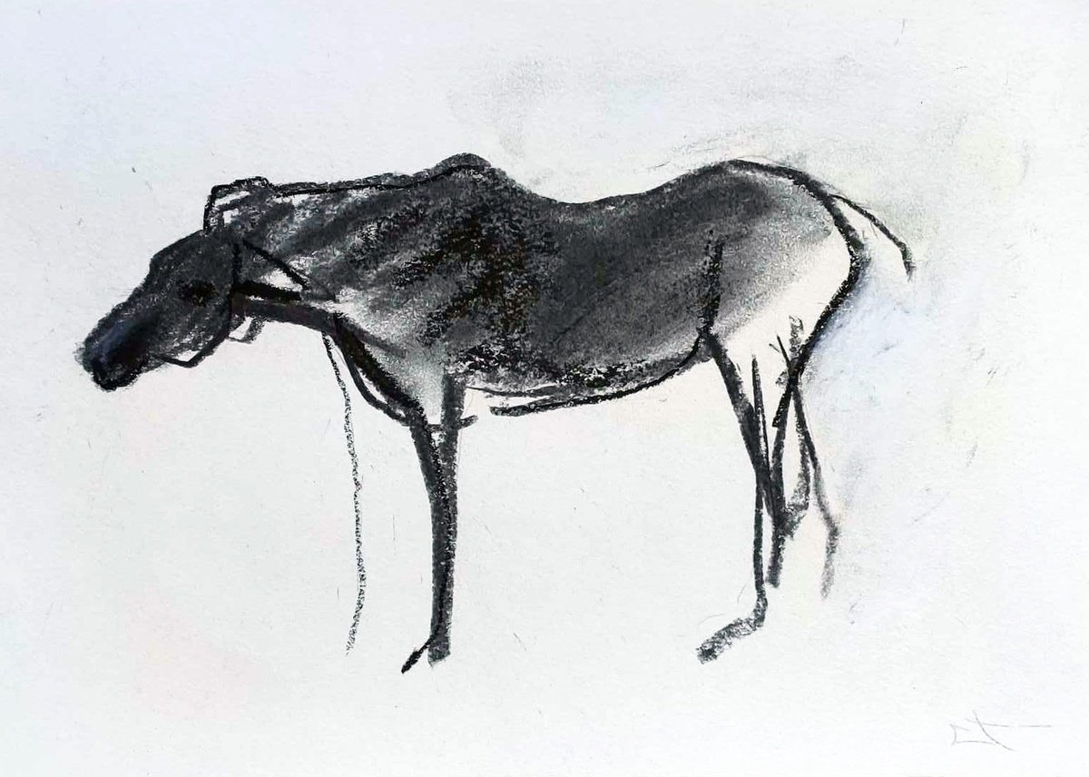 Expressive Animal Ink Drawing By Lionel Le Jeune, 11 X 8", Horse, Original Artwork