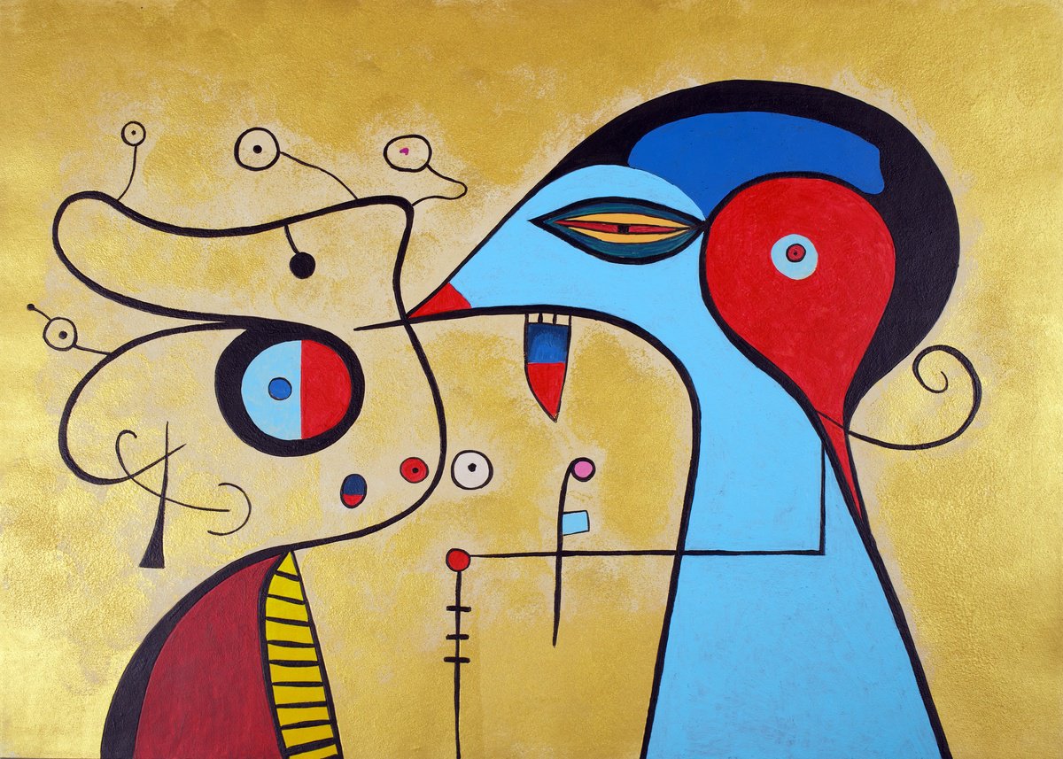 Surrealistic Acrylic Painting , Meeting With A Mentor By Kosta Morr, 1 X 1, Artwork For Sale On Artfinder