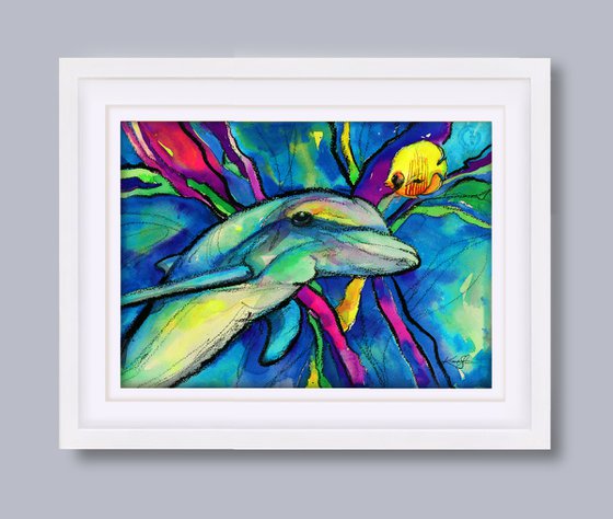Sea Friends 2 - Dolphin & Fish Painting by Kathy Morton Stanion