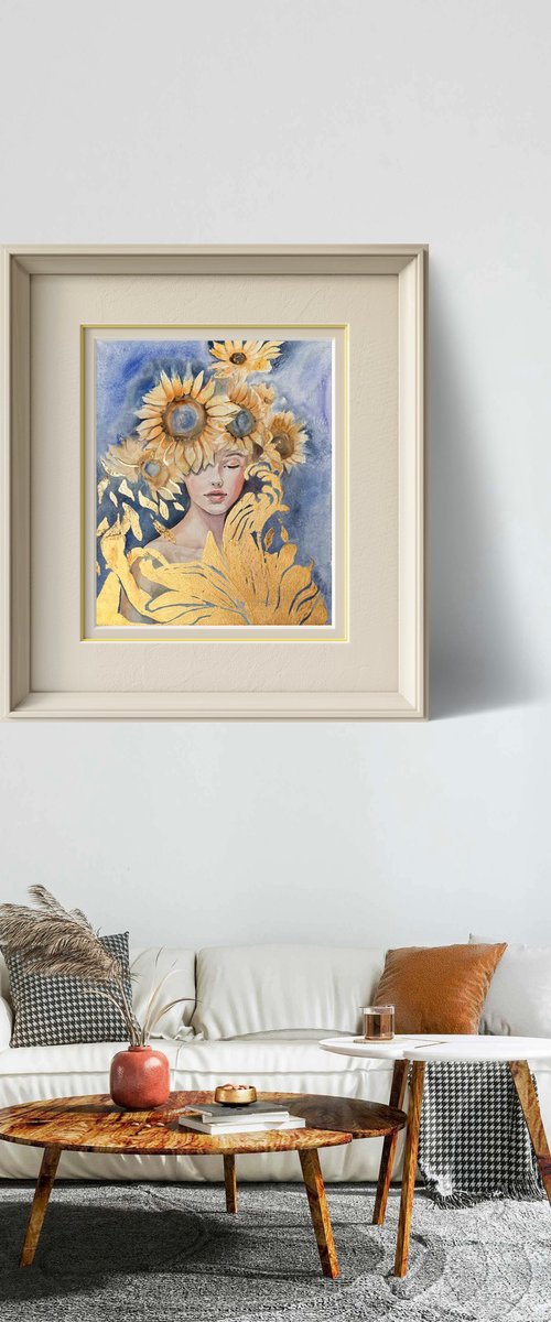 “A girl with sunflowers” by Irina Ponna