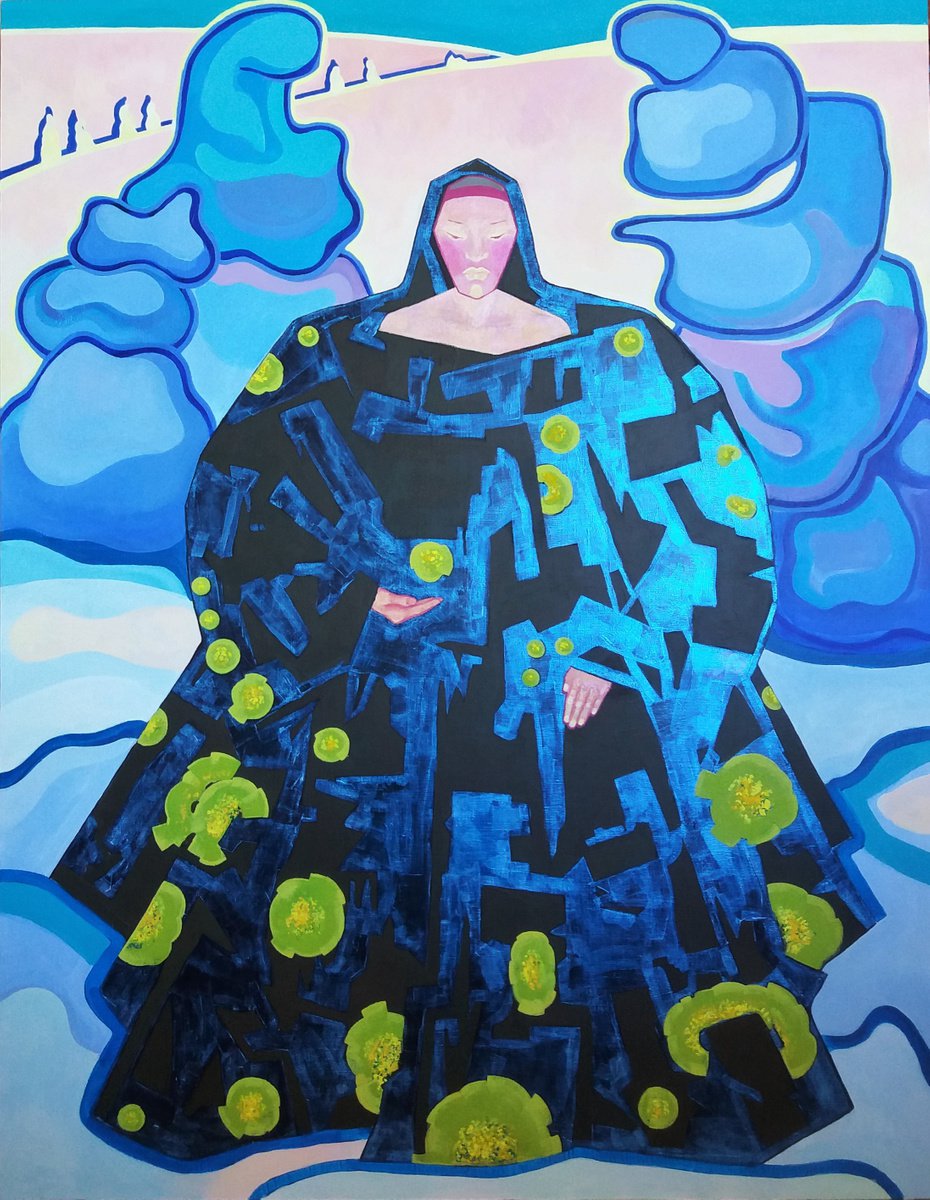 Portrait Acrylic Painting By Tanja Smirnova, 39 X 51", Spring.rebirth, Original Artwork