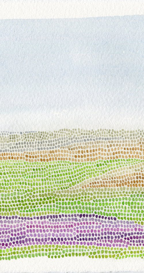 Lovely watercolor summer minimalistic landscape by Liliya Rodnikova