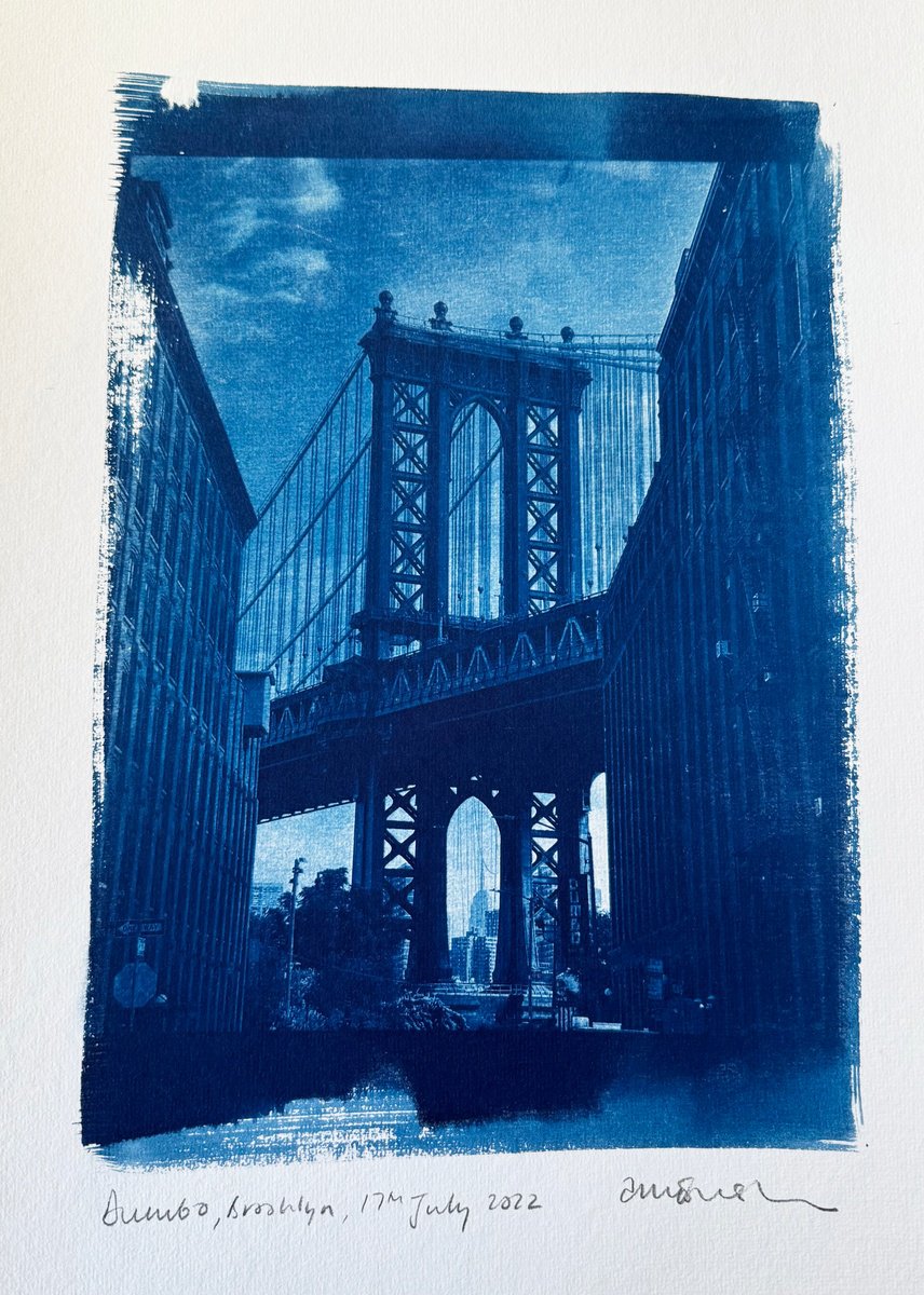Photorealistic Cityscapes Photograph By Anna Bush, 13 X 17, Manhattan Bridge, New York, Original Artwork