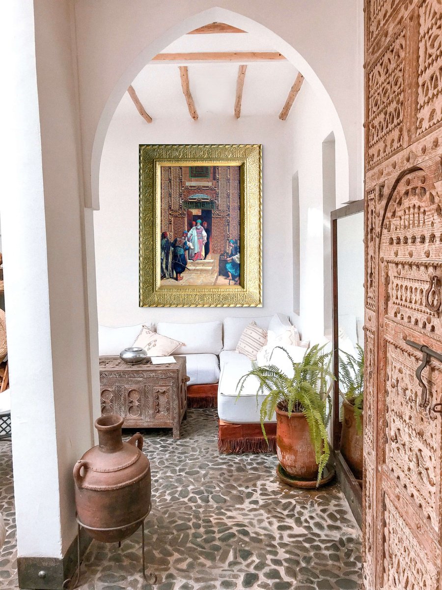 Expressive Portrait Oil Painting By Gouyette Jean-Michel, 36 X 48, Master Oriental Painting 2837, Original Artwork