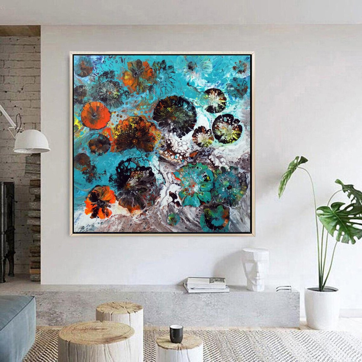 Aquatic Bloom By Areti Ampi, 31 X 31, Artwork For Sale On Artfinder