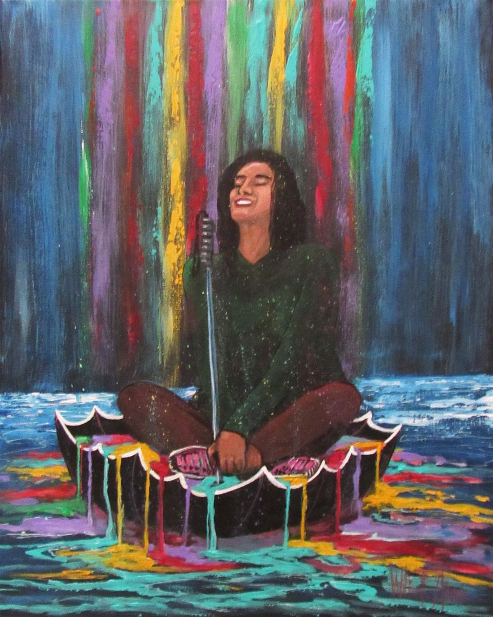 Impressionistic Portrait Acrylic Painting By William F. Adams, 16 X 20", The Blissful Peace Of..., Original Artwork