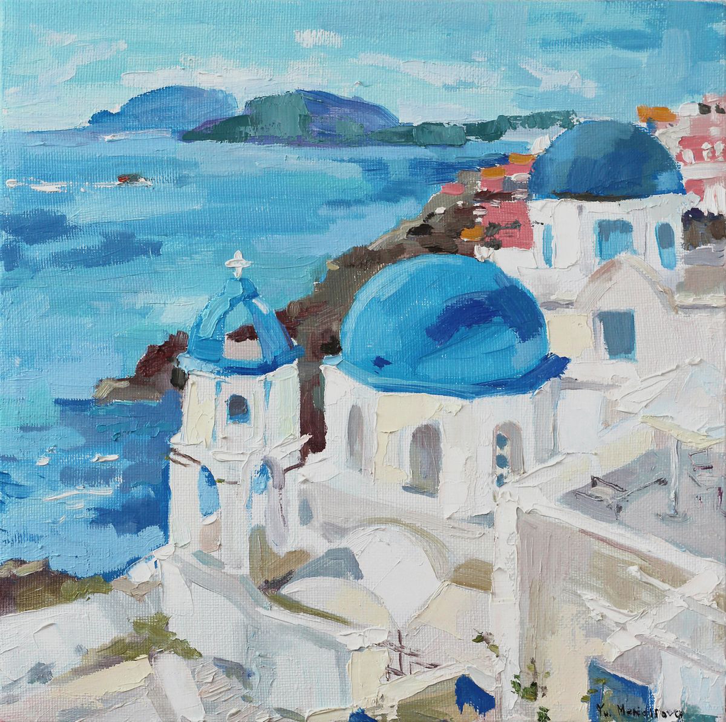 Santorini Painting 35x35x4 Cm Artfinder