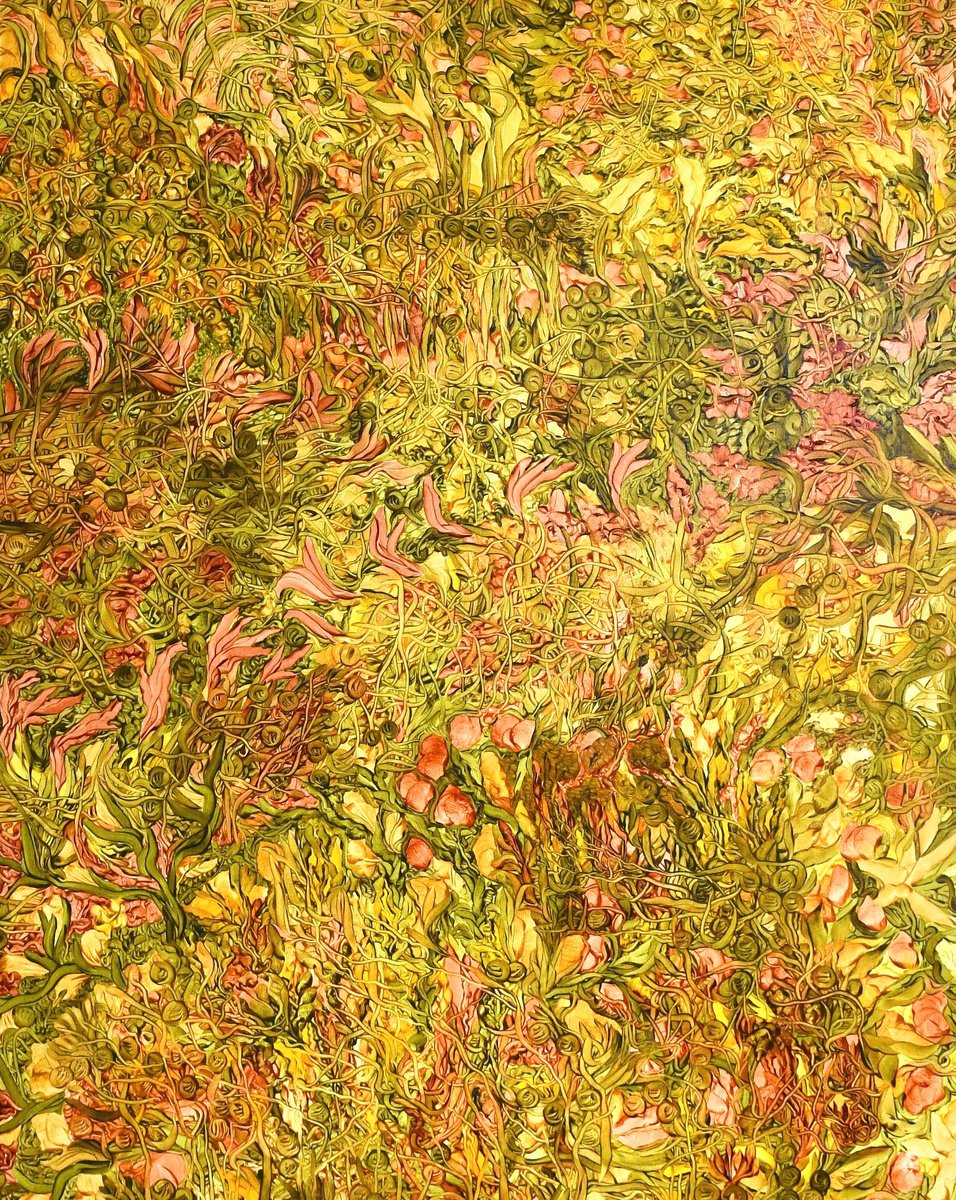 Yellow Garden By Kathleen Mullaniff, 31 X 39, Artwork For Sale On Artfinder