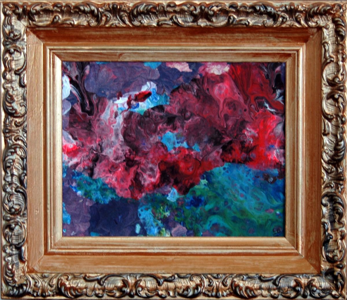 Abstract Acrylic Painting By Cb., 15 X 13, Hidden Faces., Original Artwork