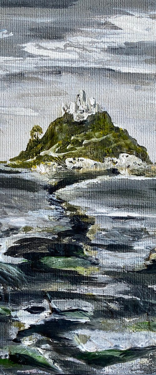 St Michaels Mount under a Grey Sky by Marja Brown