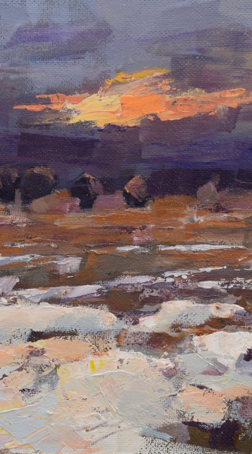 Sunset snowscape by Goran Žigolić Watercolors
