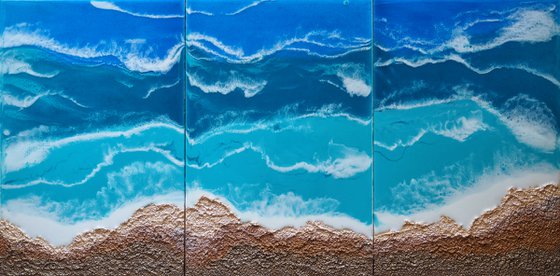 Marine volumetric triptych - set of 3 original seascape artwork