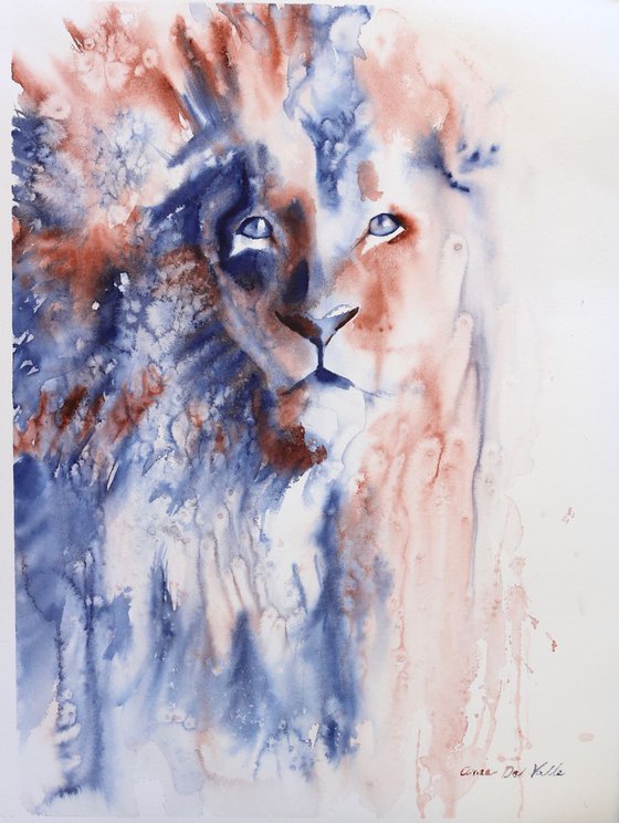 Lion watercolour large - "Fearless"