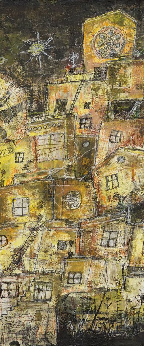 The Mill - mixed media painting by Peter Zelei