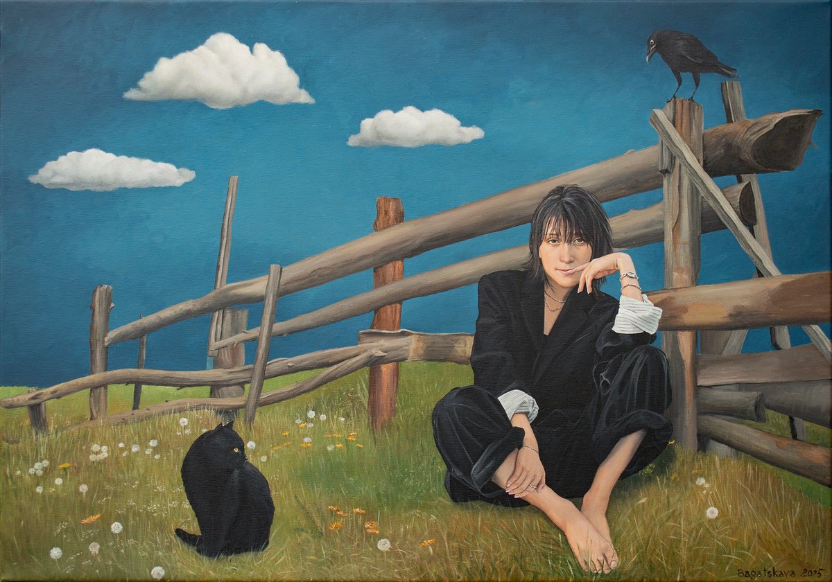 Photorealistic Portrait Acrylic Painting By Nataliya Bagatskaya, 39 X 28", Heels? Never Heard Of Them, Original Artwork