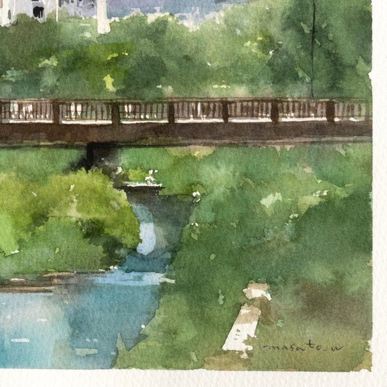 Ashiya River and Church - 30x20cm Sketch