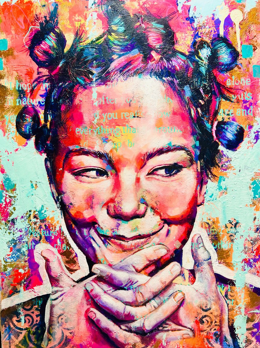 Expressive Portrait Acrylic Painting By Kirsten Todd, 18 X 24", Iconic Women - Bjork, Original Artwork