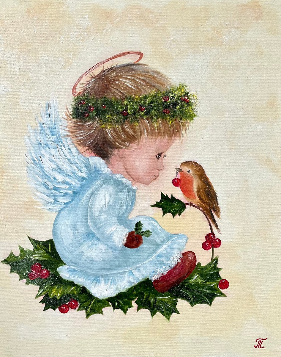 Little winters Angel and Bird by Tanja Frost