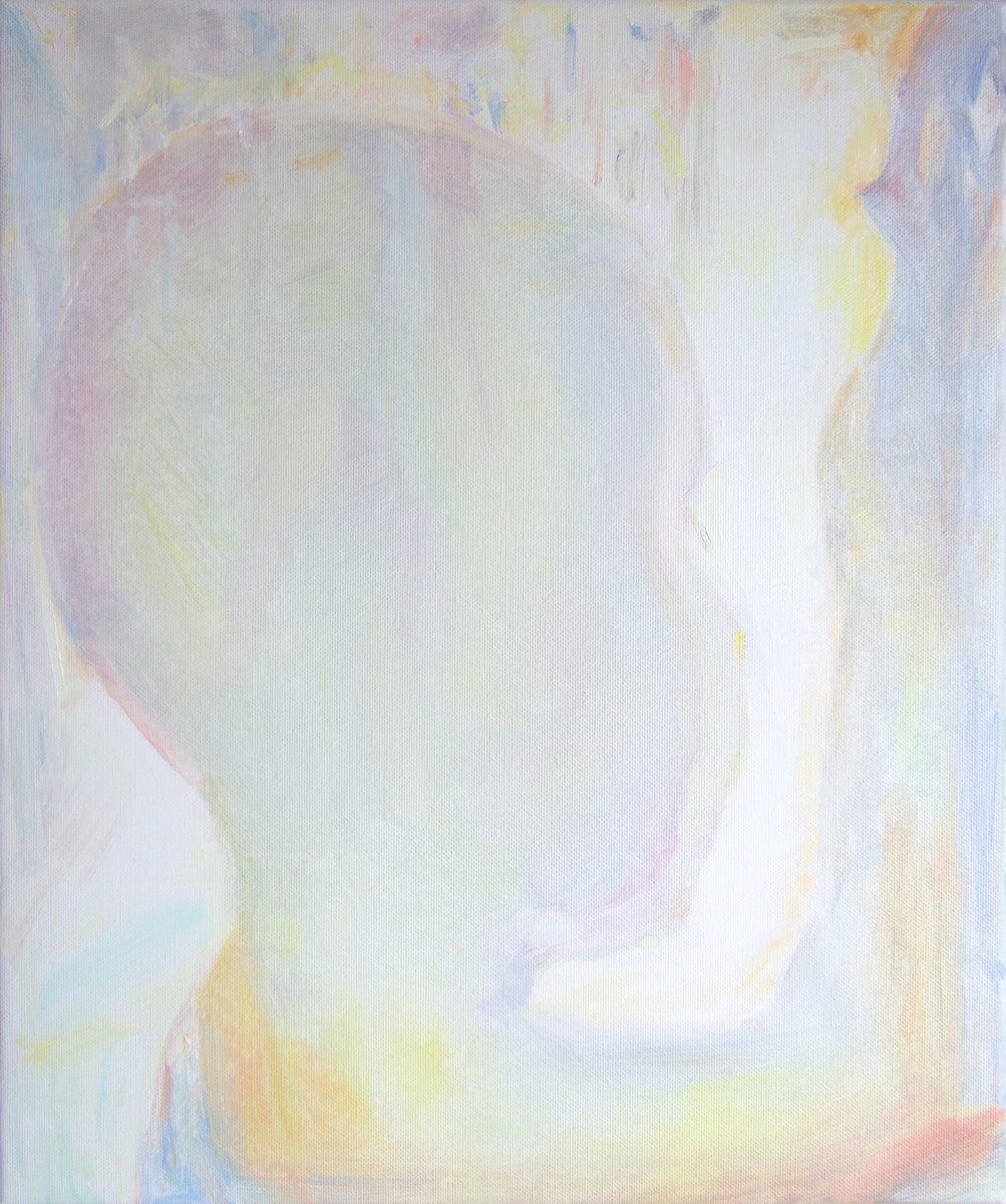 Organic Portrait Oil Painting By Sebastian Rudko, 15 X 18", Image Reflection, Original Artwork