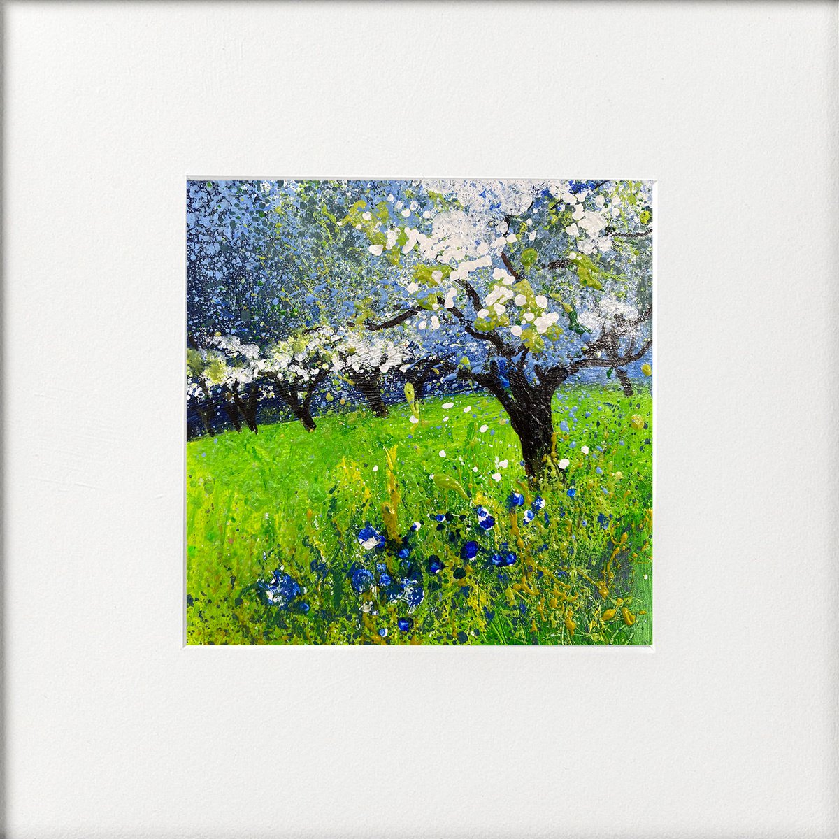 Orchard Series - Blue flowers in the grass by Teresa Tanner