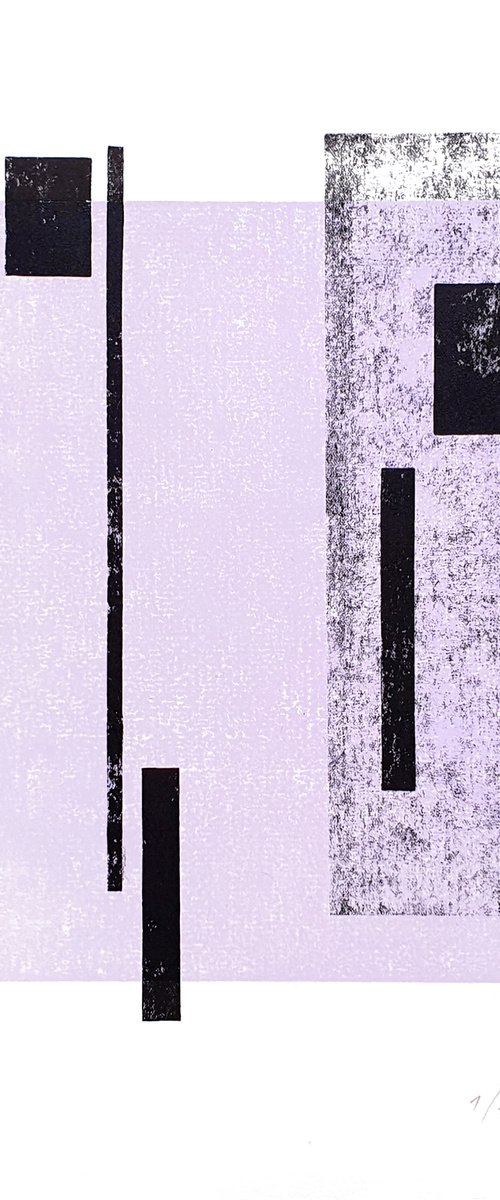 Purple composition n.1 ⋅ Minimalist monoprint by Mirta Artworks