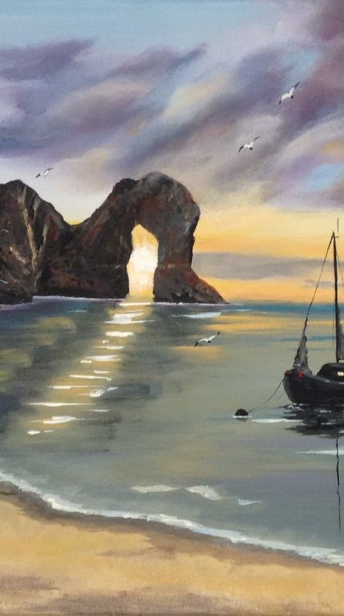 Sunrise over Durdle Door by Marja Brown