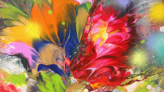 "Hummingbirds and Rainbow" LARGE painting