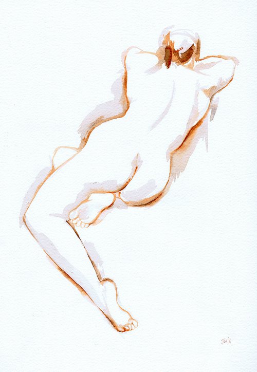 Nude reclining, back view 2 by Julia Wakefield