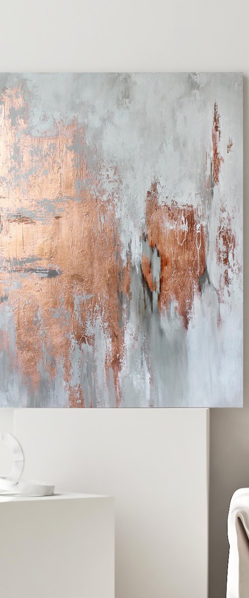 "Bronze Cascade" White copper abstract art by Yana Sagan