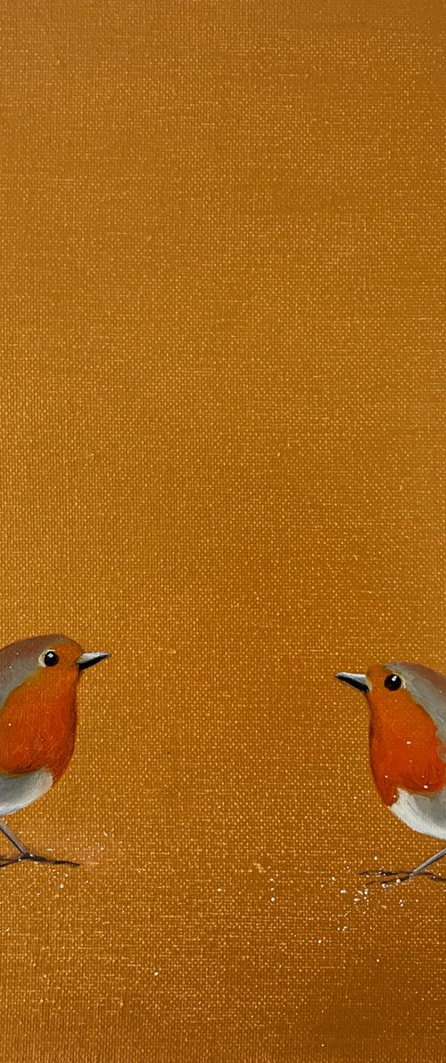 Let's Dance ~ Robins On Gold by Laure Bury