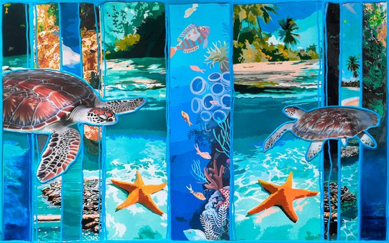 Turtles of the turquoise ocean