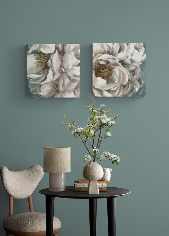 PEONIES DIPTYCH