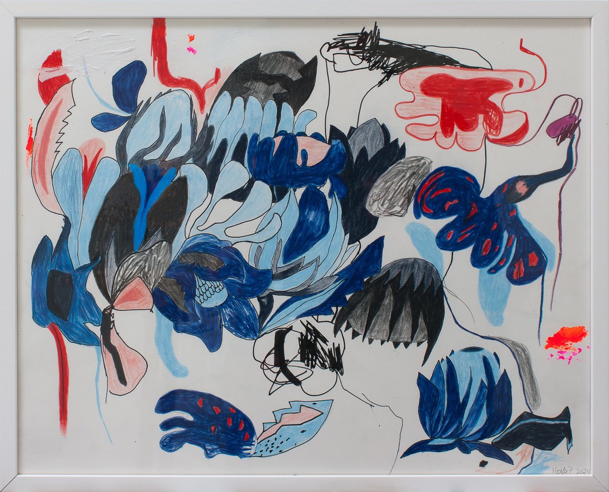 Organic Drawing , Wild Flowers By Heidi P, 20 X 17, Artwork For Sale On Artfinder