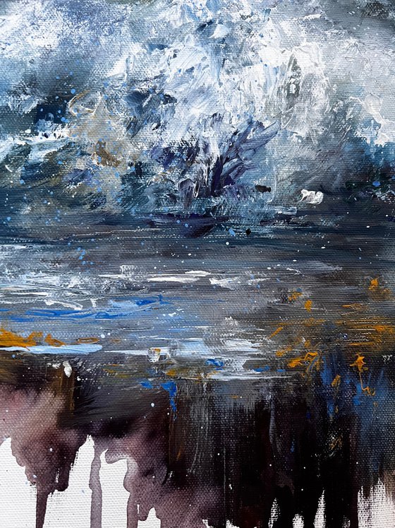 Breaking Sea wave, Seascape in Storm Painting on Canvas