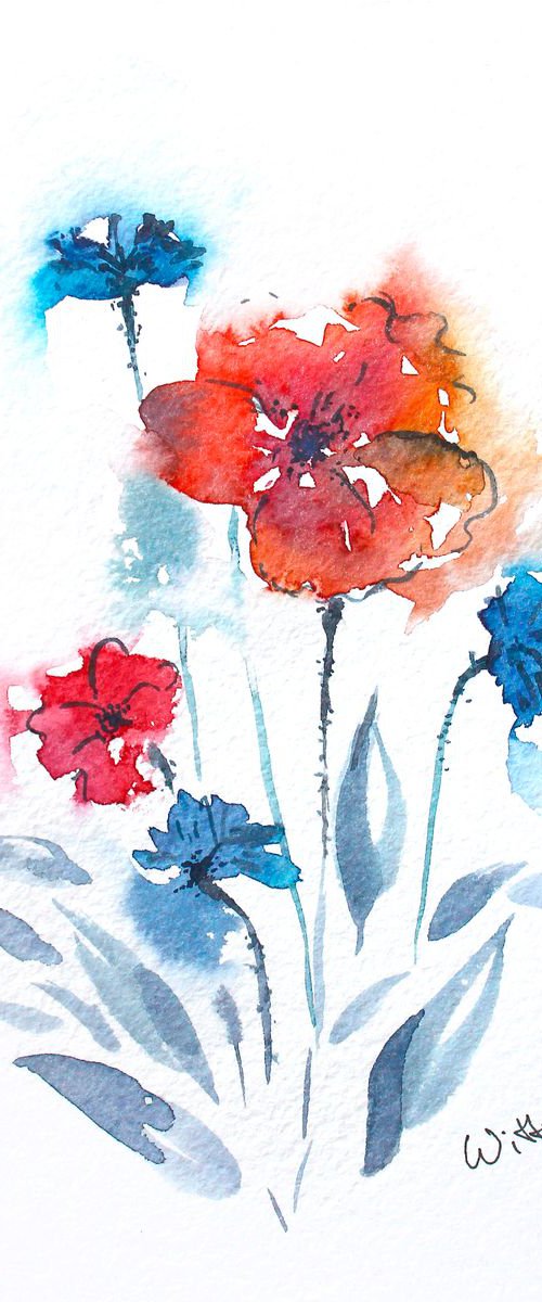 Red and blue  flowers by Svetlana Vitman