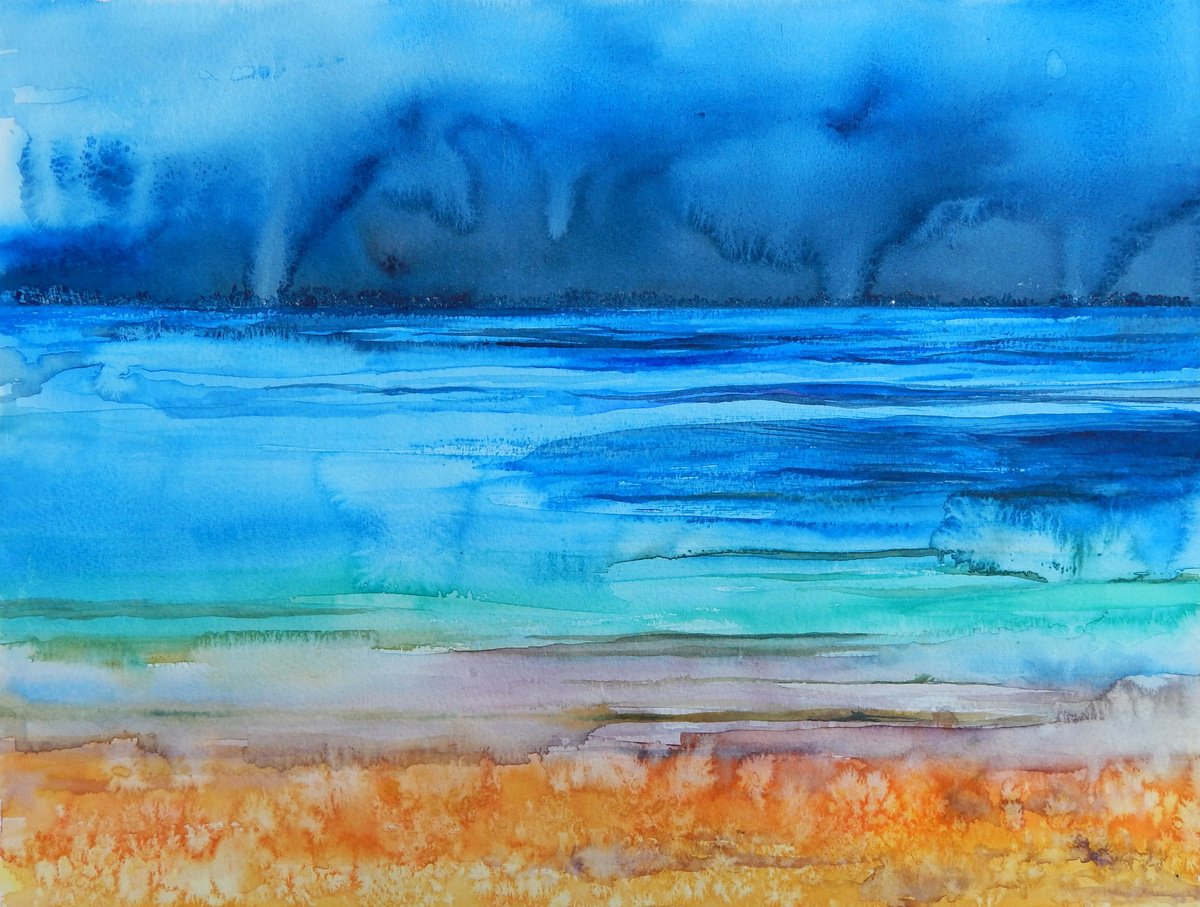 Expressive Landscape Watercolour By Richard Freer, 16 X 12", Storm 1, Original Artwork