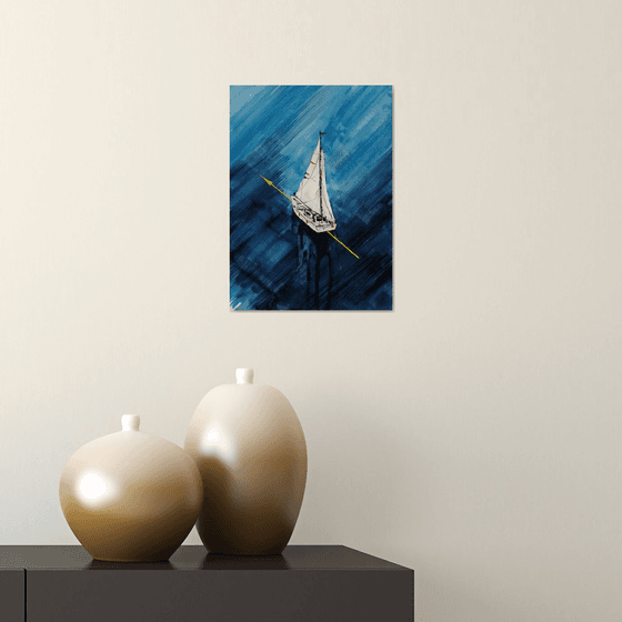 Sailboat painting. Seascape