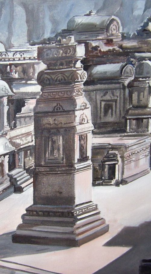 Kailasa temple, Ellora-Acrylic on canvas painting by Samiran Sarkar