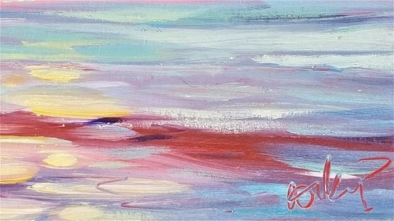 Sunset Skies lit by a full moon on a  warm Summers Night - semi abstract seascape