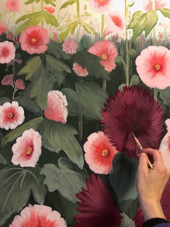 Field of Mallows Flower Painting