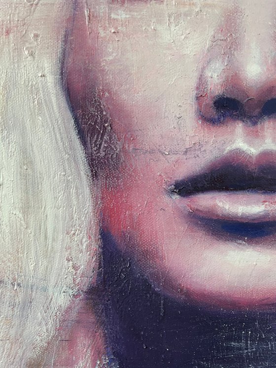 Soo Joo | blonde asian female contemporary portrait of model oil paint on canvas Painting by RKH