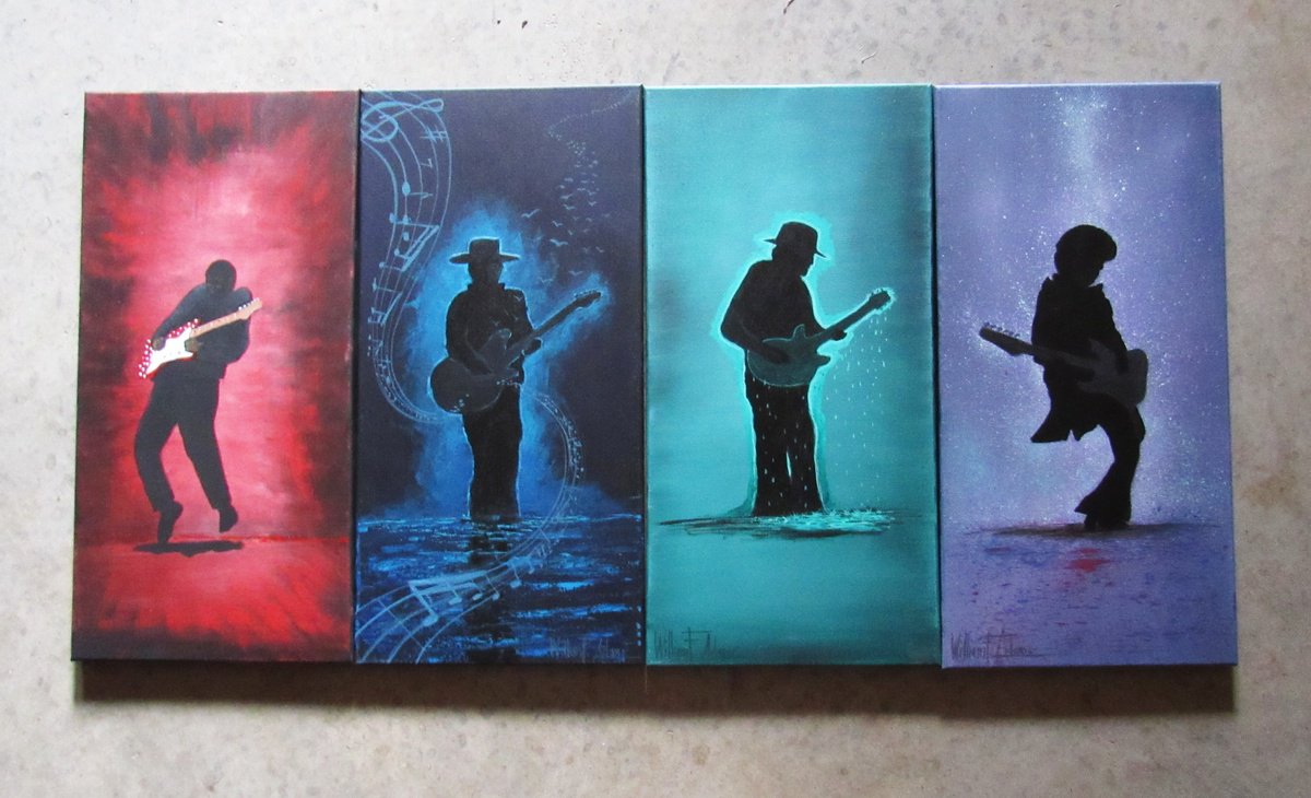 Urban And Pop Portrait Acrylic Painting By William F. Adams, 40 X 20", The Virtuoso