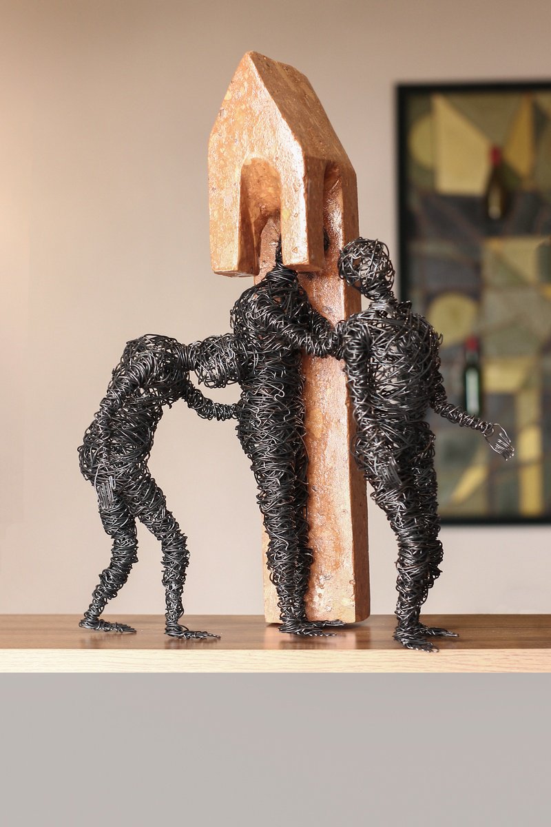 Expressive Sculpture , Salvation Trio By Karen Axikyan, 8 X 19, Artwork For Sale On Artfinder