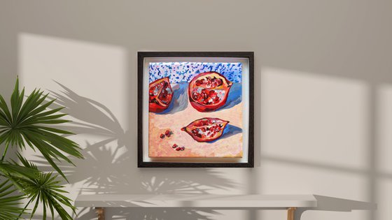 Still life with pomegranates