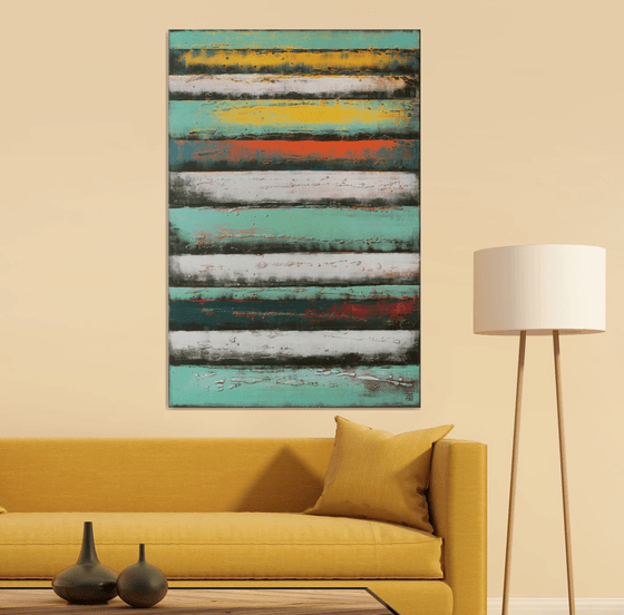 Colorful Abstract Painting - Vertical Panels Light - Ronald Hunter - 19S