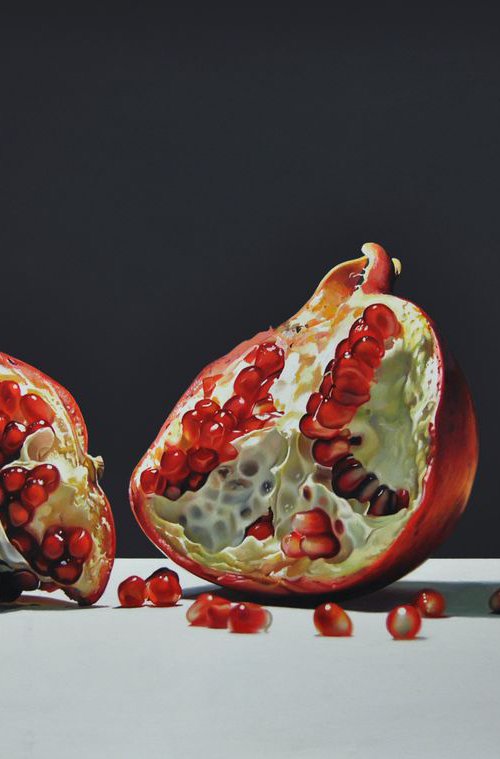 Still life with pomegranate , Original oil on canvas painting by Valeri Tsvetkov