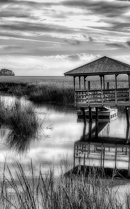 "Dock at Sunset" BW by John McManus