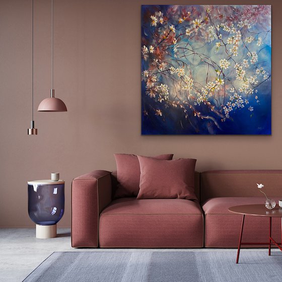 'Believe' - Big Spring Blossom Painting on Canvas