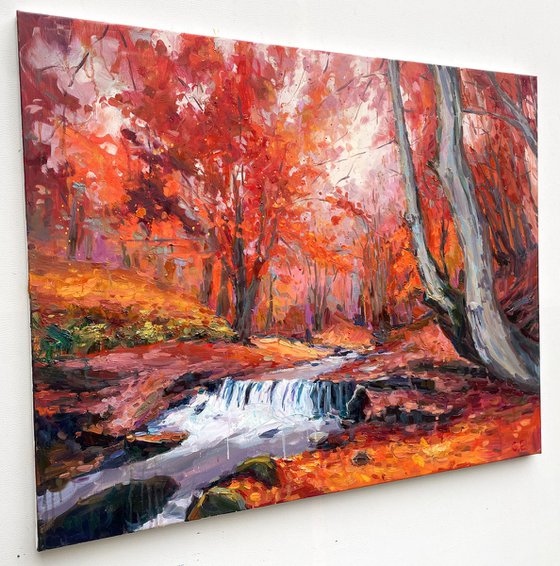 " river in autumn forest "